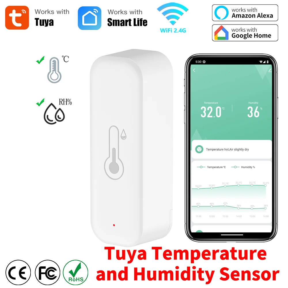 Smart Home Design - Tuya-termómetro inteligente WiFi para el hogar,