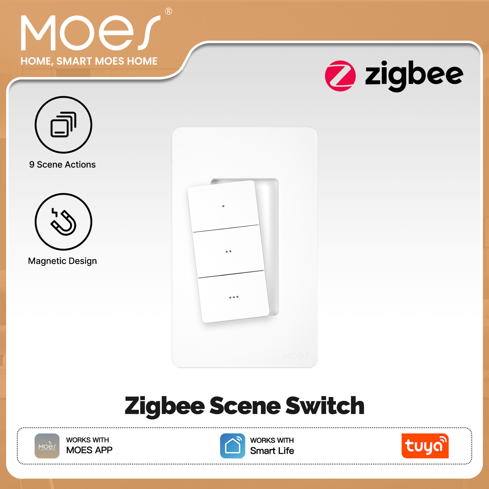Smart Home Moes - Interruptor de Escenas Inalámbrico Inteligente MOES