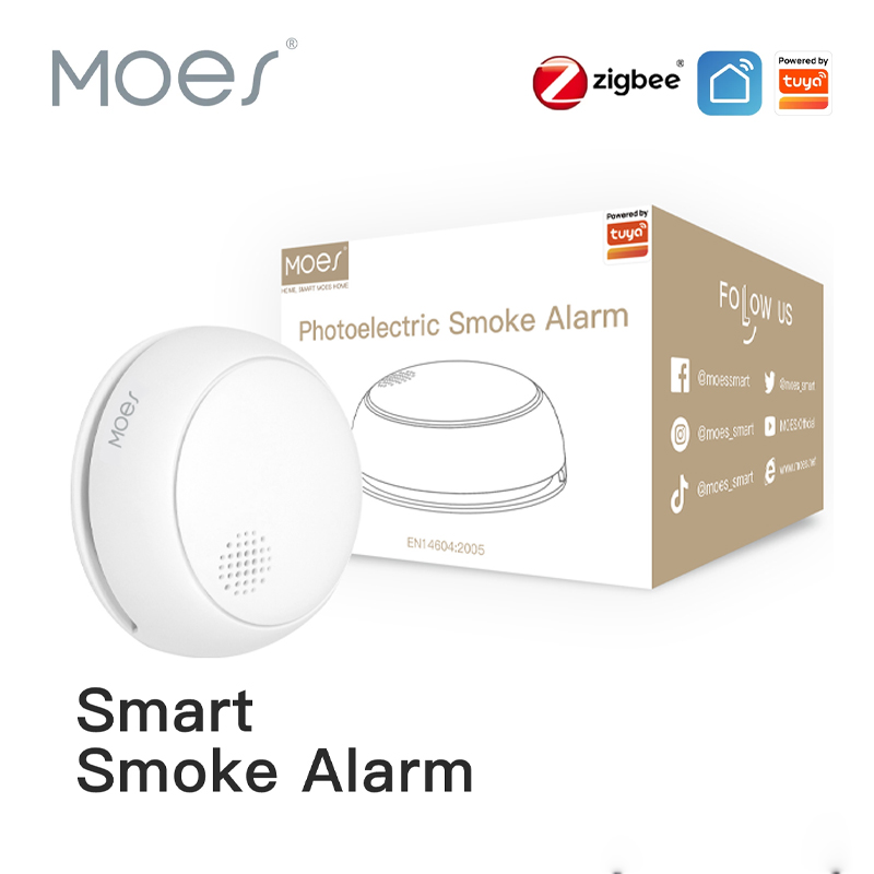 Smart Home Moes - MOES ZigBee-Detector de humo inalámbrico inteligente,